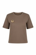 تیشرت زنانه آستین پاکتی موکا