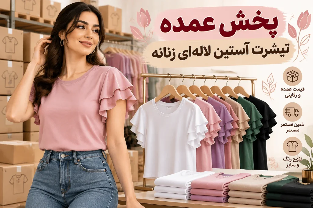 پخش عمده تیشرت آستین لاله_ای زنانه مقاله
